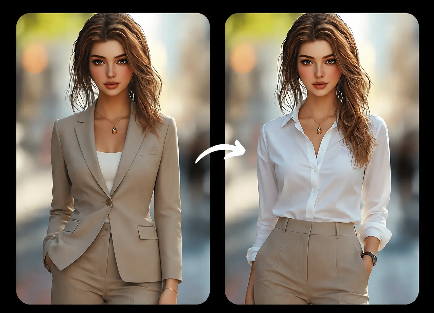Clothes swap example on a photo